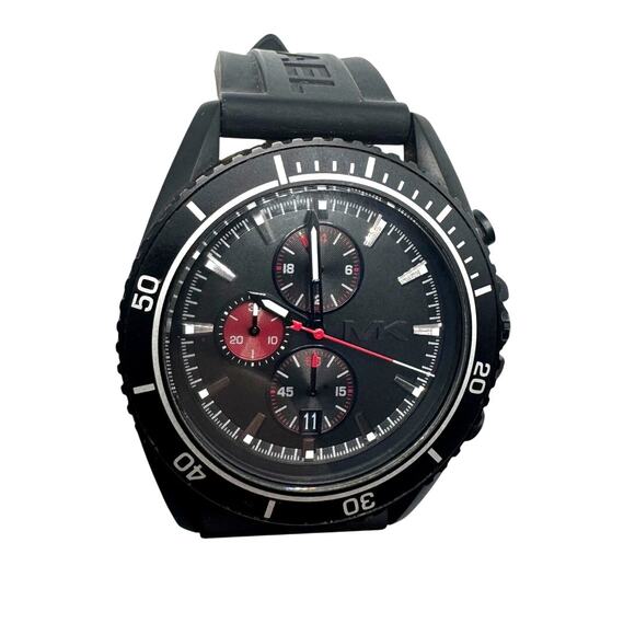 Michael Kors Jet Master Chronograph Men’s Watch –Black Dial & Black Rubber Strap